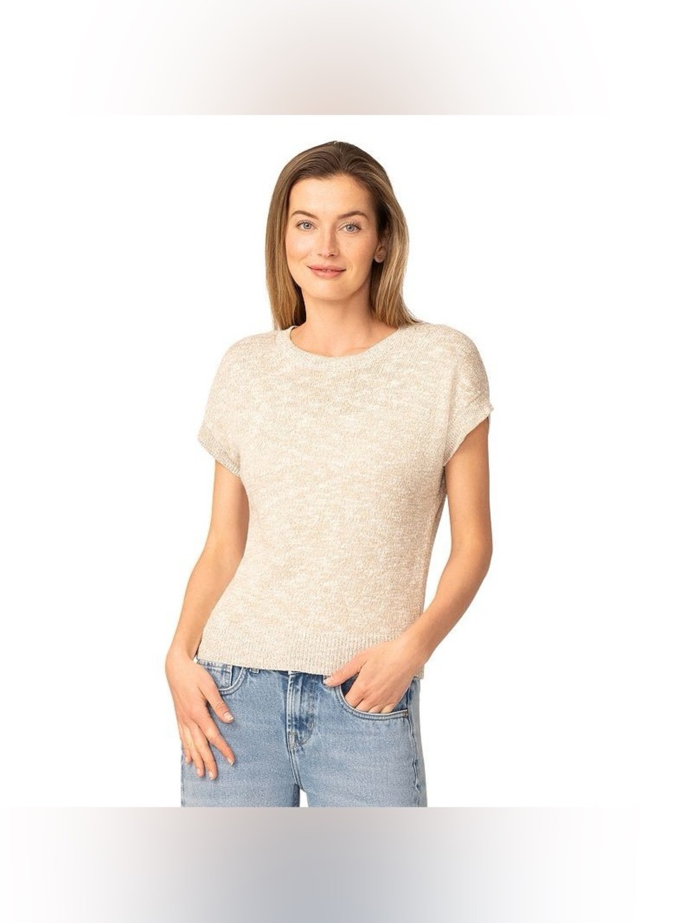 Women's XL Grey & Gray Short Sleeve Dolman Marled Knit Top